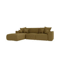 ECKSOFA GUSTO Strukturstoff Olivgrün Links inkl. Schlaffunktion - Chromfarben/Olivgrün, Kunststoff/Textil (194/295cm) - 99rooms