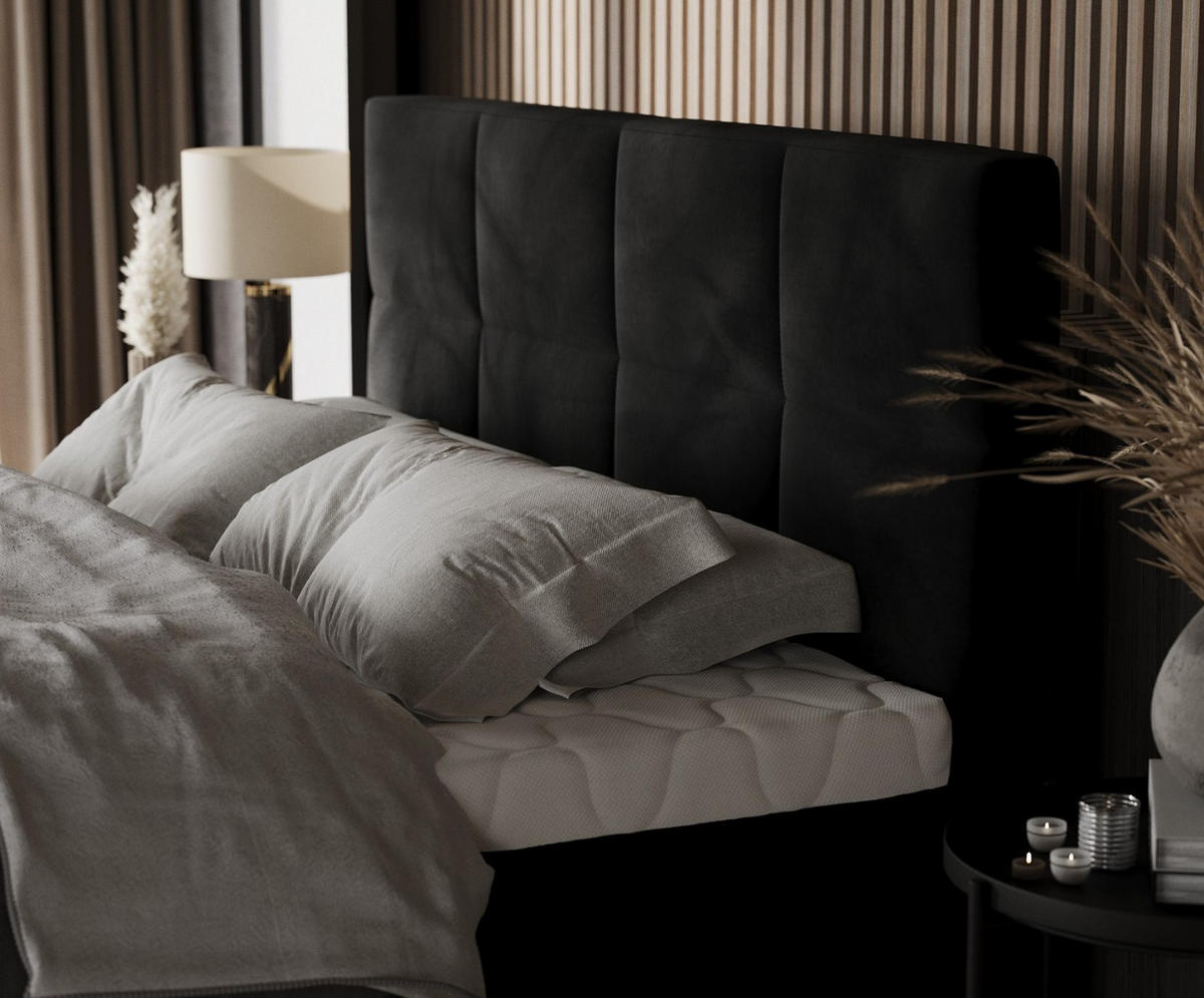 BOXBETT Tessa 180/200 cm Schwarz im Kronos Stoff - Schwarz, Holz/Holzwerkstoff (180/200cm) - AltaBeds