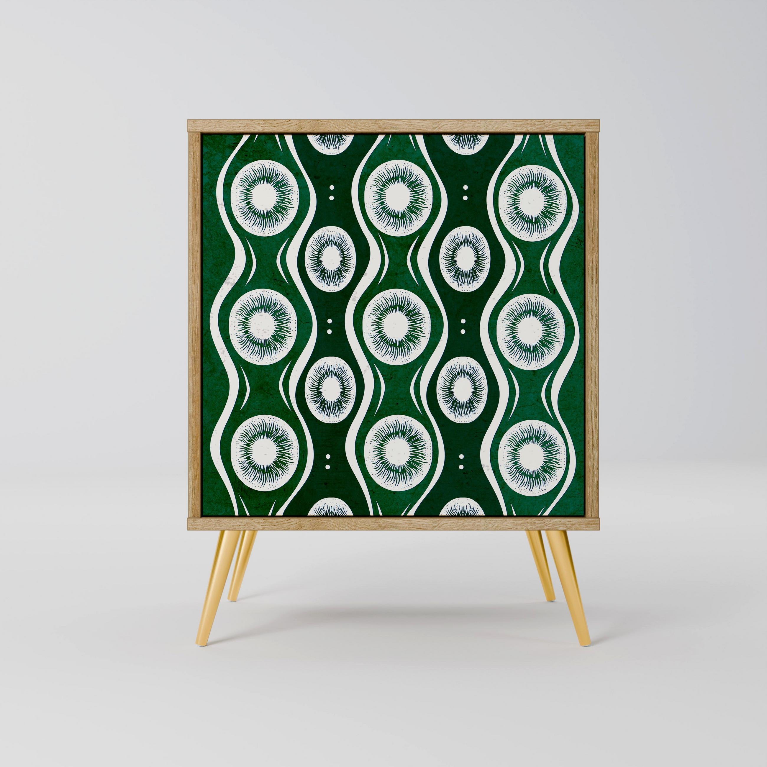 SIDEBOARD GREEN EYES, Eichefarben, 57,5x42x75,5 cm, Goldfarbene Metallfüße - Eichefarben/Goldfarben, Holzwerkstoff/Metall (57.5/75.5/42cm) - SpaceRebels