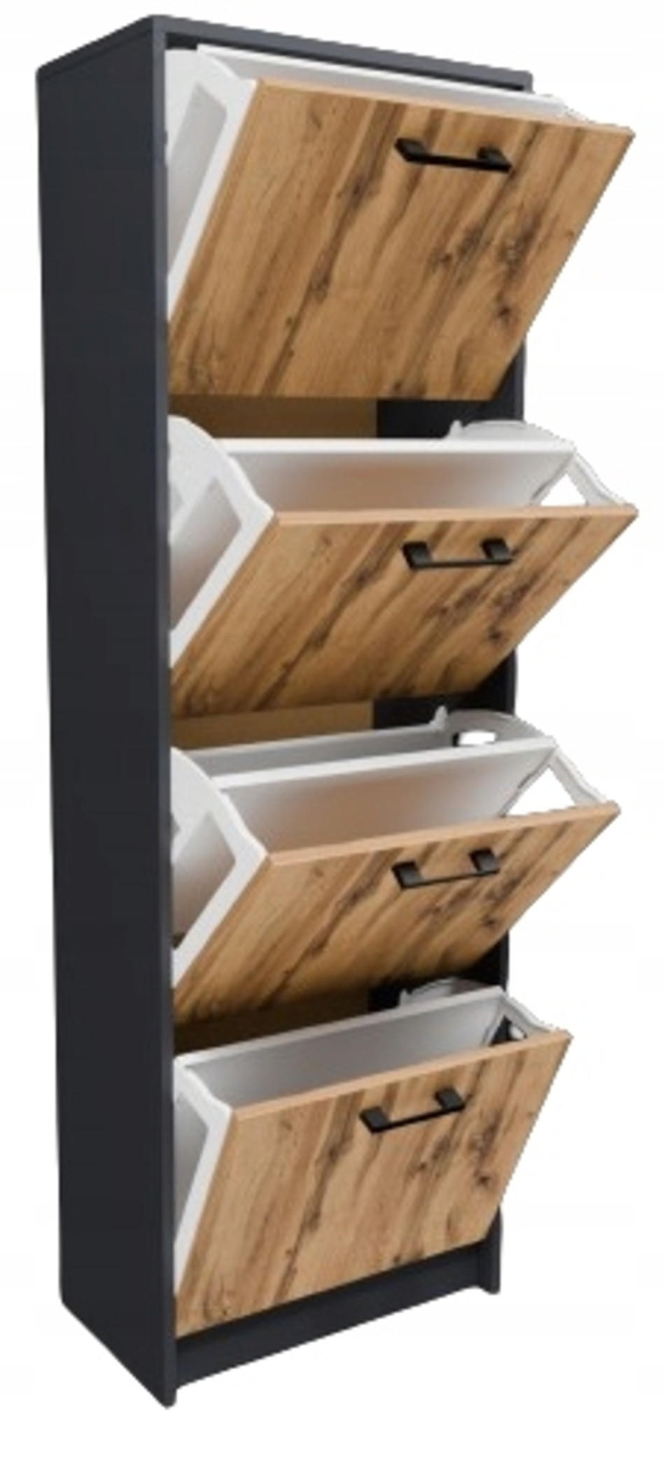 SCHUHSCHRANK 4S Anthrazit-Wotan Eiche 50/28/152 cm - Anthrazit/Eiche Wotan, Holzwerkstoff (50/152/28cm) - Matkam Möbel