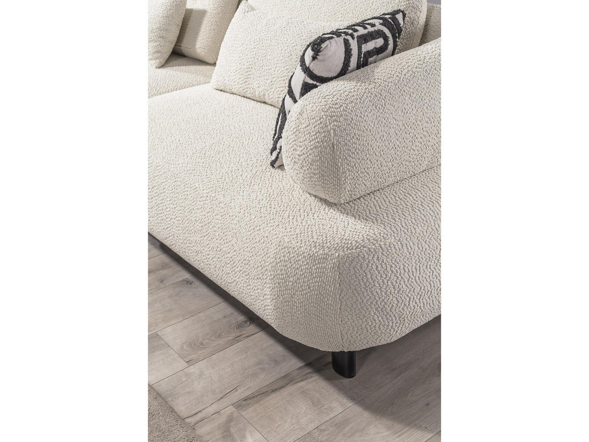 SOFA Barcelona 3-Sitzer Webstoff Creme - Creme, Holz/Textil (230/79/110cm) - Villa Möbel