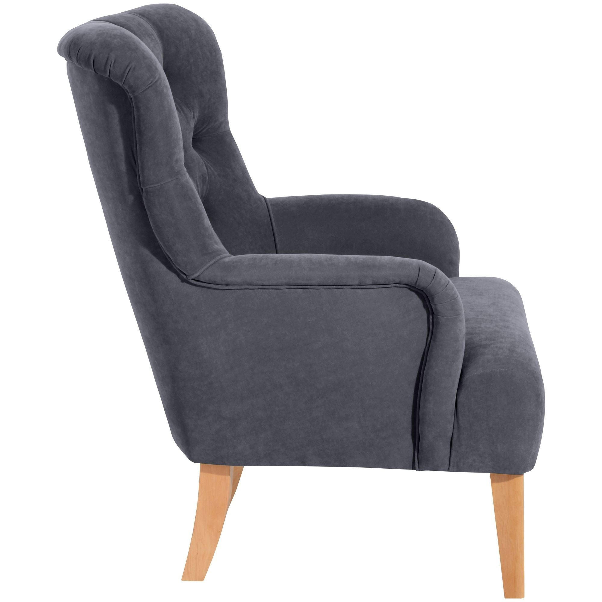 SESSEL Kaiya Bezug Veloursstoff Buche natur / anthrazit - Grau, Kunststoff (71/97/82cm) - 58aufmkessel