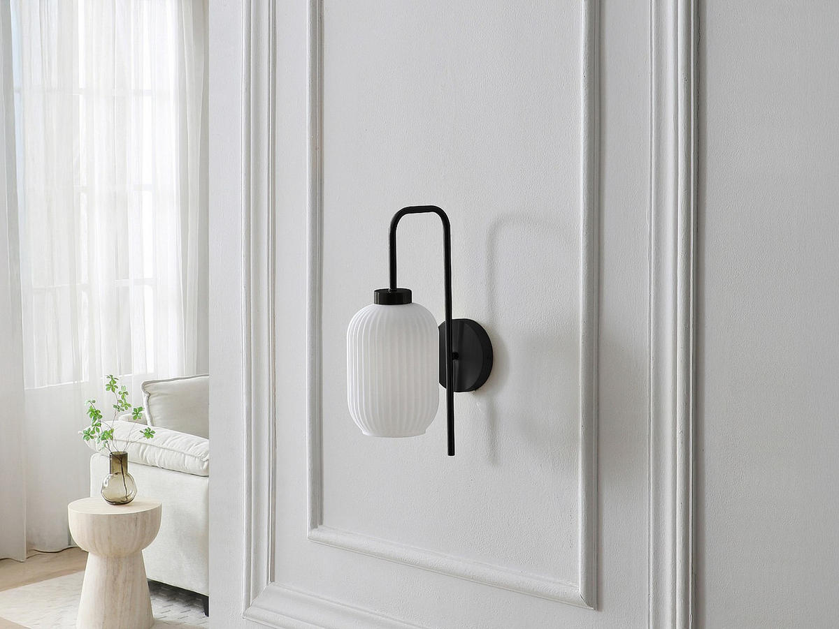 WANDLAMPE - 25 x 14 - metall - schwarz, weiß Louxor - Weiß, Metall (25/41/14cm) - Vente-Unique