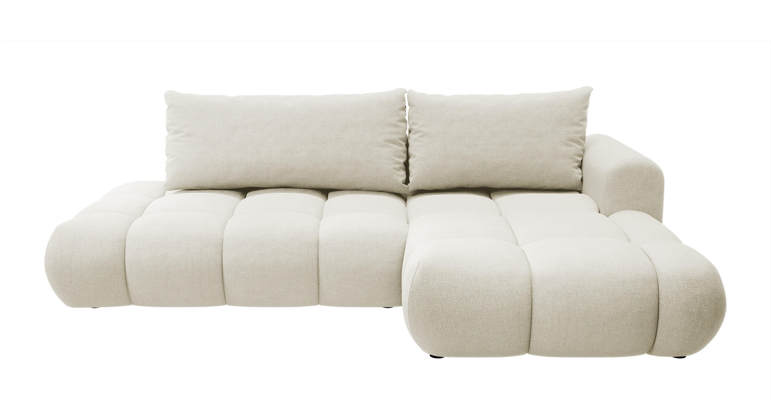 ECKSOFA Ombo Cremeweiß Chenille 280 cm - Creme/Schwarz, Kunststoff/Textil (284/167cm) - Selsey