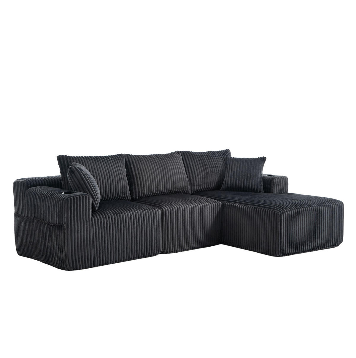ECKSOFA 257/90-160/62 cm Grau aus Cord mit Chaiselongue - Grau, Textil (160/257cm) - OKMYHOME