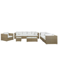8-SITZER LOUNGE SET Rattan Hellbraun Maestro - Braun, Kunststoff - Beliani