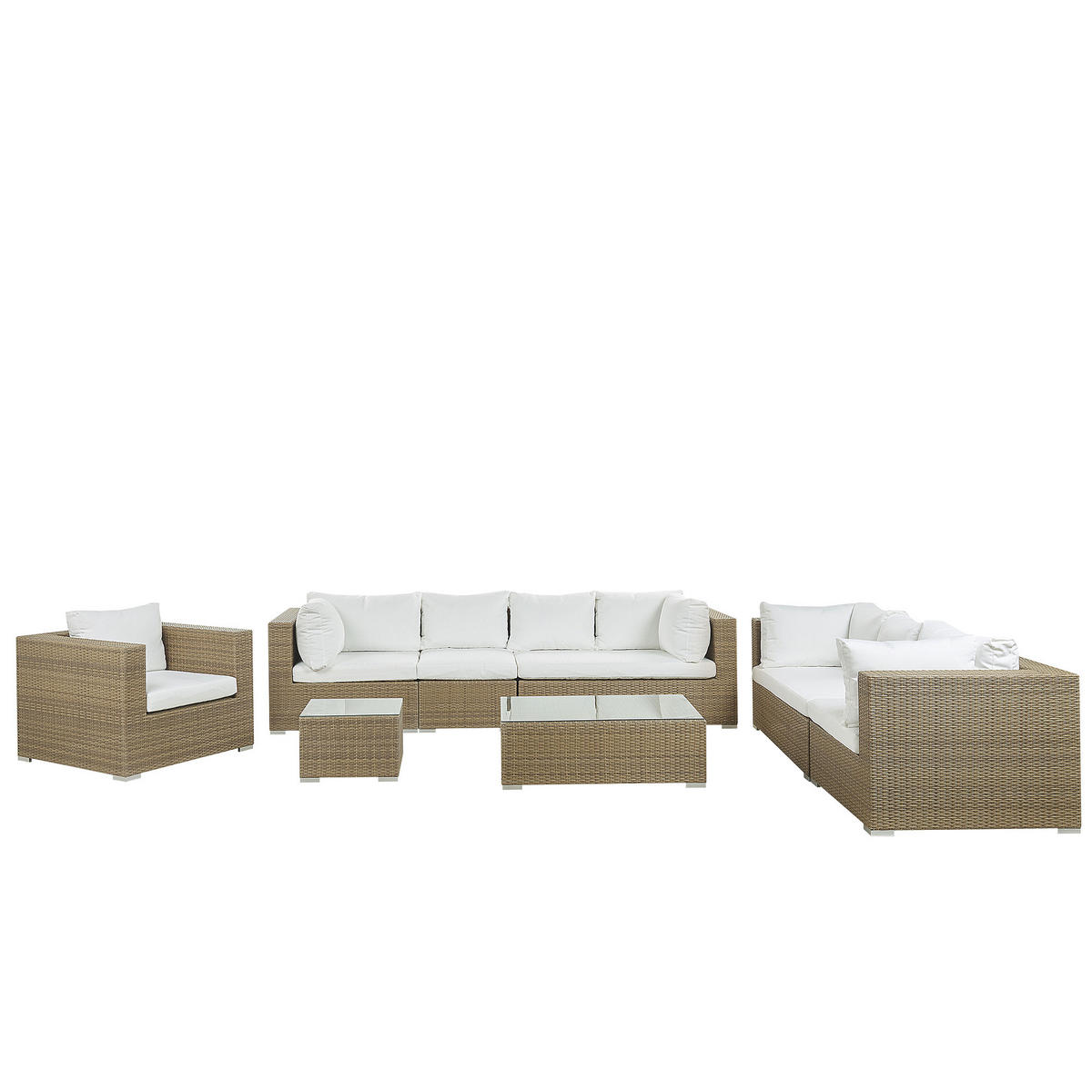 8-SITZER LOUNGE SET Rattan Hellbraun Maestro - Braun, Kunststoff - Beliani