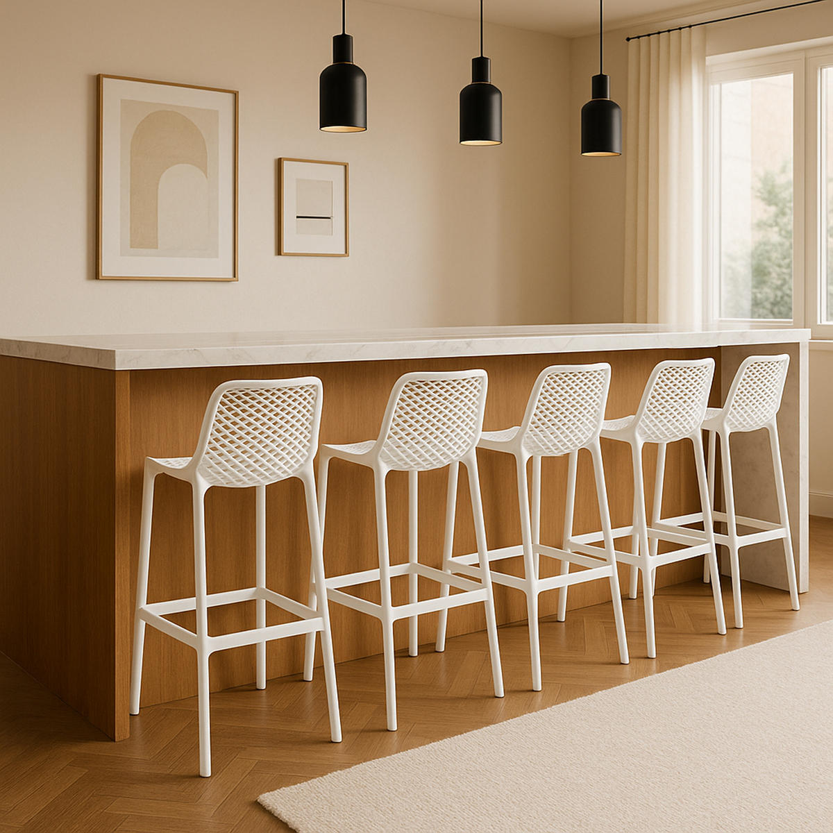 BARHOCKER 2er Set Aero weiß - Chromfarben/Weiß, Kunststoff/Metall (45/105/53cm) - TPFLiving
