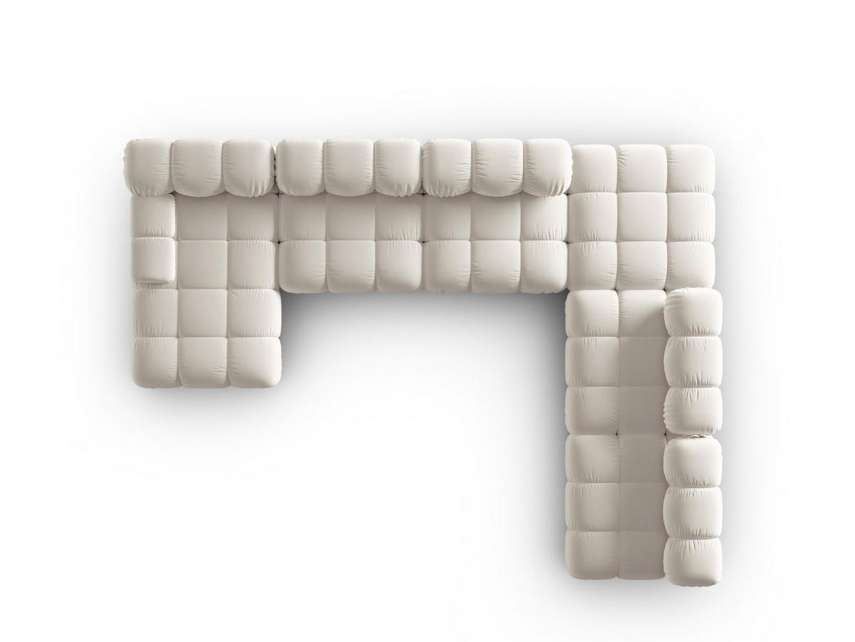 MODULARES-PANORAMASOFA rechts Bellis aus Samt leichtes beige 7 Sitzplätze - Creme, Textil (282/63/379cm) - Micadoni