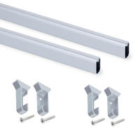 SCHRANKSCHIENEN Silk, 0,75m mit Halterungen, Aluminium und Kunststoff, Matt eloxiert 2er-set - Grau, Metall (75cm) - EMUCA