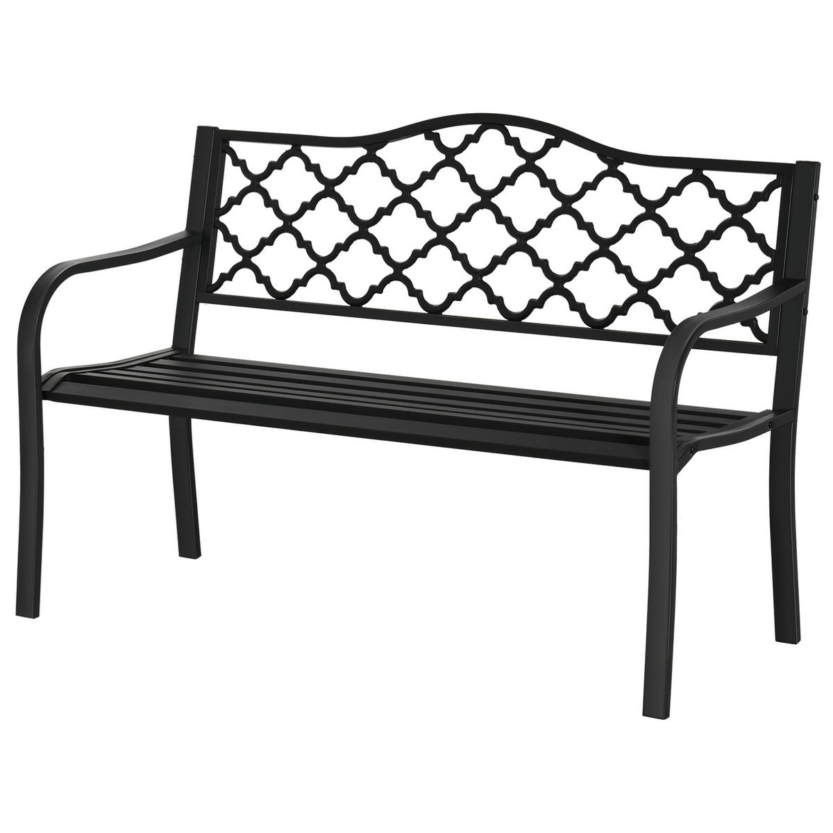 GARTENBANK DE-17773 2-Sitzer im antiken Gusseisen-Stil Schwarz - Schwarz, Metall (128/89/58.5cm) - ComfortXL