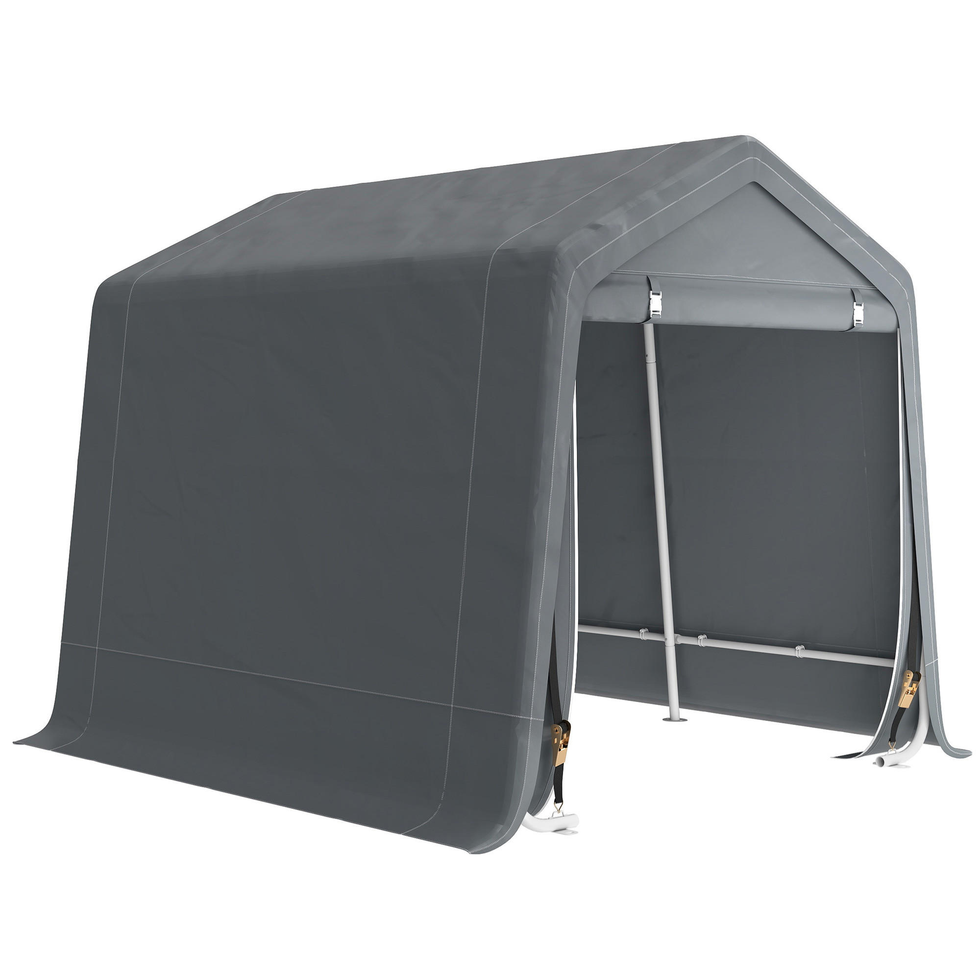 GARTENHAUS, 2 Reißverschlusstüren, wasserdicht, UV-beständig 2,4 x 2 x 2 m ,dunkelgrau - Dunkelgrau, Metall (200/202/240cm) - Vallsero