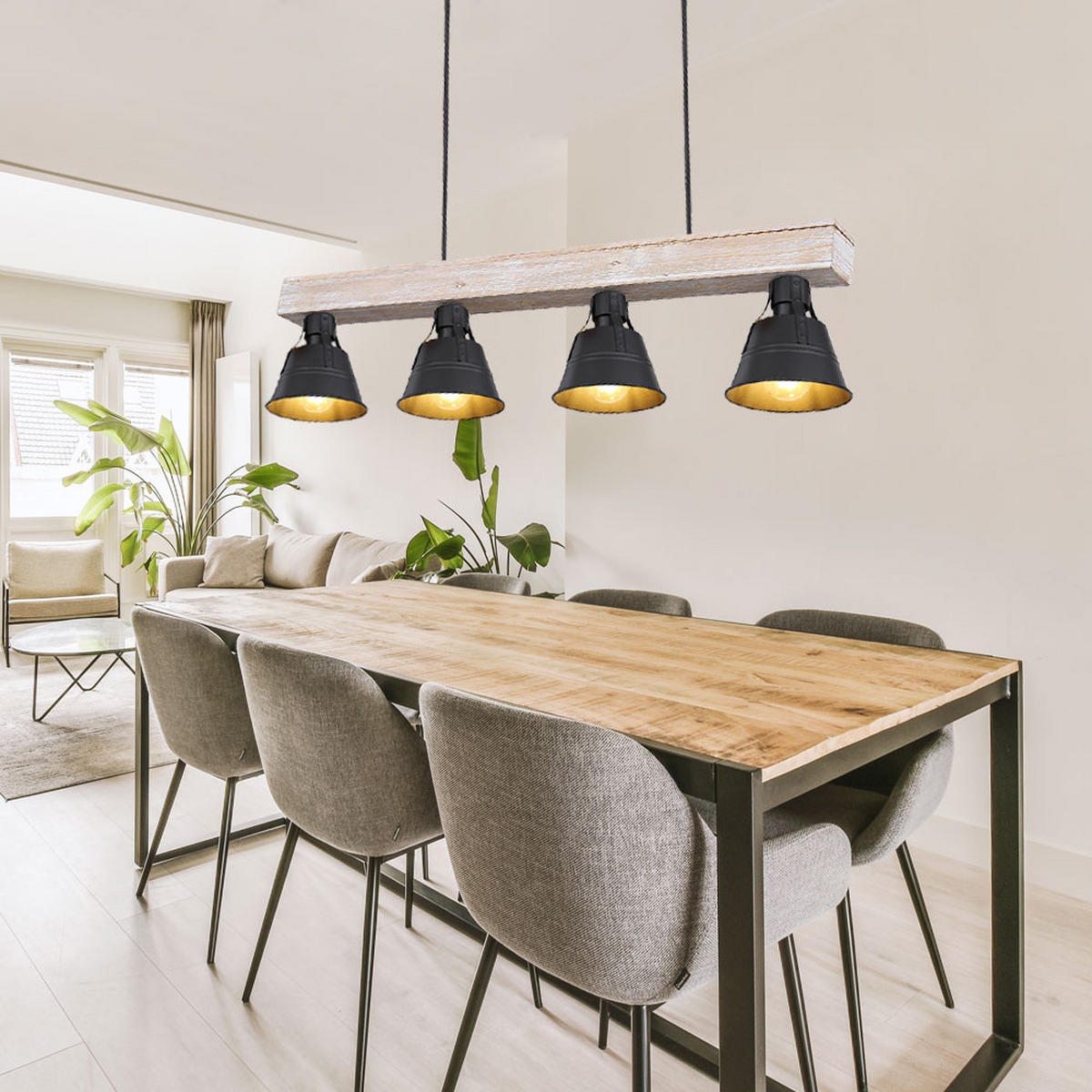 HÄNGELEUCHTE Holz Metall Braun - Braun, Holz (85/14/85cm)