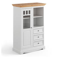 VITRINE Belluno Elegante Kiefer Natur gebeizt / - Kiefer weiß (RAL9010) lackiert 89 / 44 / 130cm - Weiß/Kieferfarben, Holz/Metall (89/130/44cm) - Feldmann-Wohnen