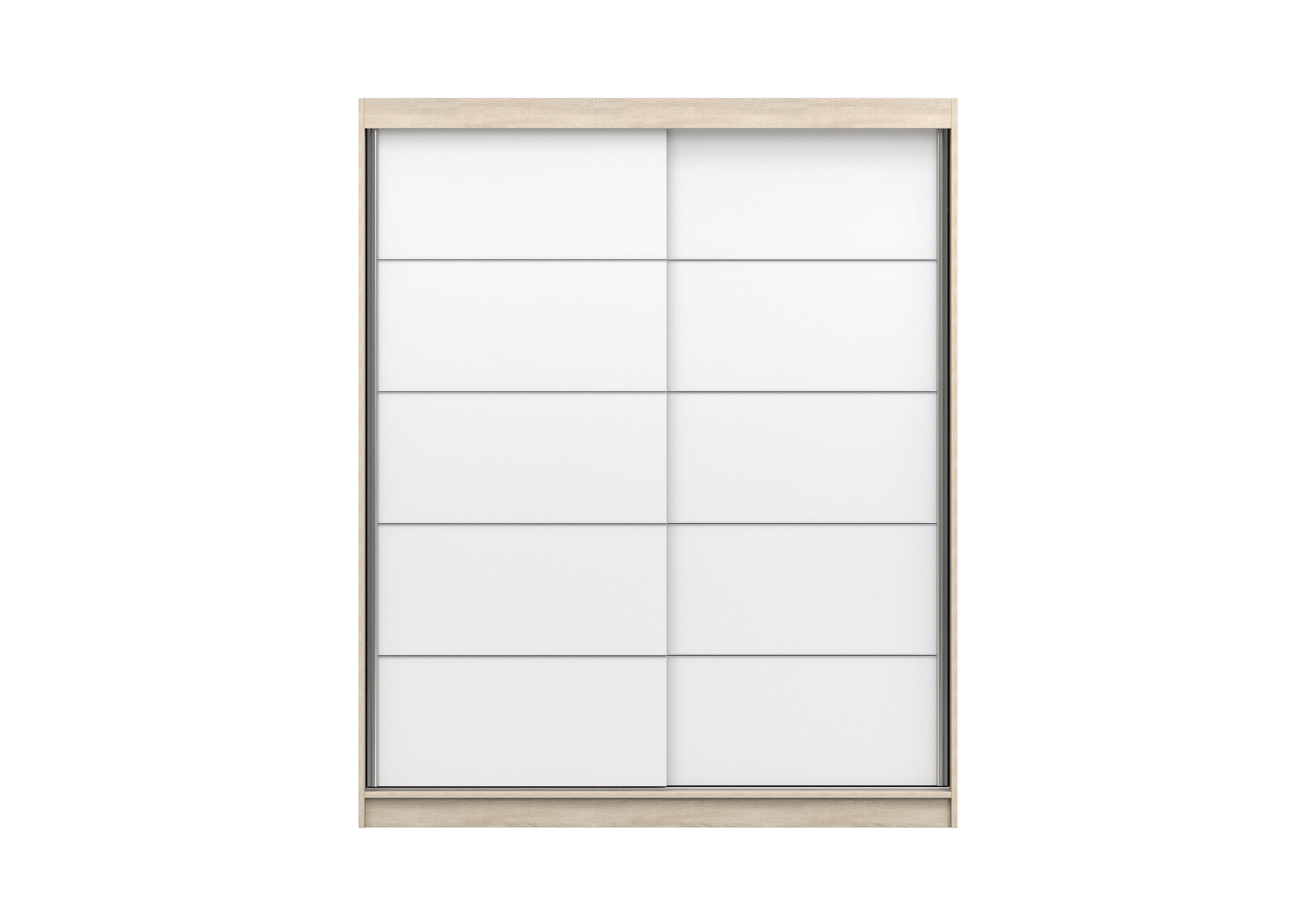 SCHIEBETÜRENSCHRANK - Kleiderschrank EVA 06 - Sonoma + Weiß - Weiß/Sonoma Eiche, Holzwerkstoff (160/195/61cm) - Möblo