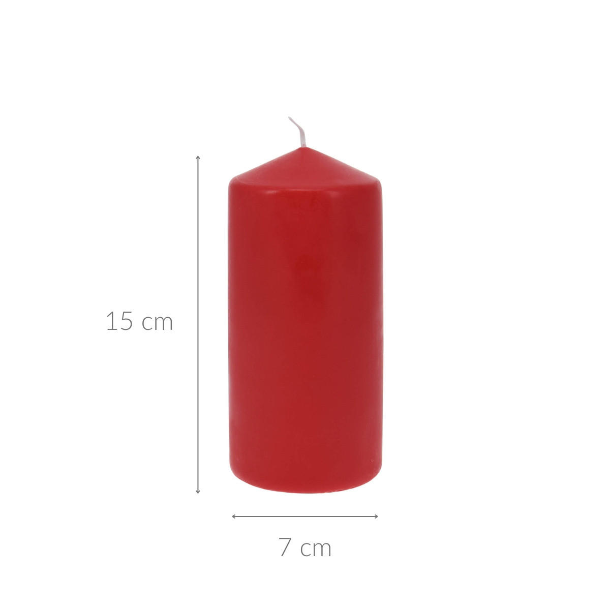 KERZE aus Paraffin 7/7/15 cm - Rot, Paraffin (7/15/7cm) - Home Styling Collection