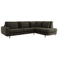 ROHOVÁ SEDAČKA CALENO L - Tmavě šedá Hrubě tkaná žinylka - Levá Strana - černá/tmavě šedá, kov/textil (317/225cm) - MKS