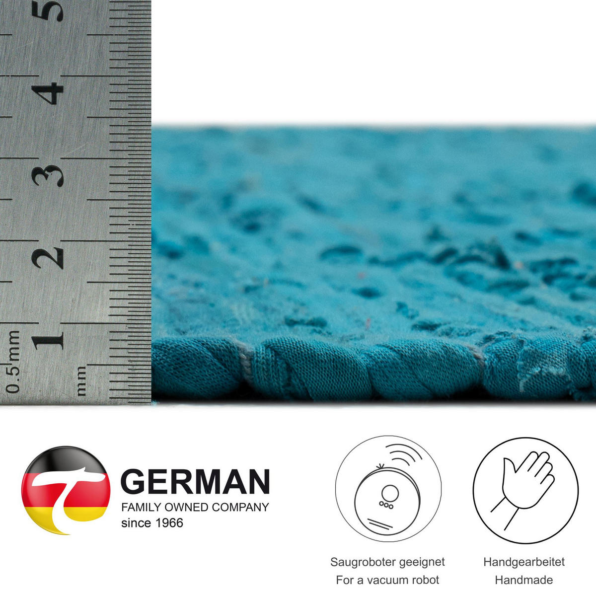 FLECKERLTEPPICH Chindi 70x140 cm - Türkis, Textil (70/140cm) - Rug and Roll