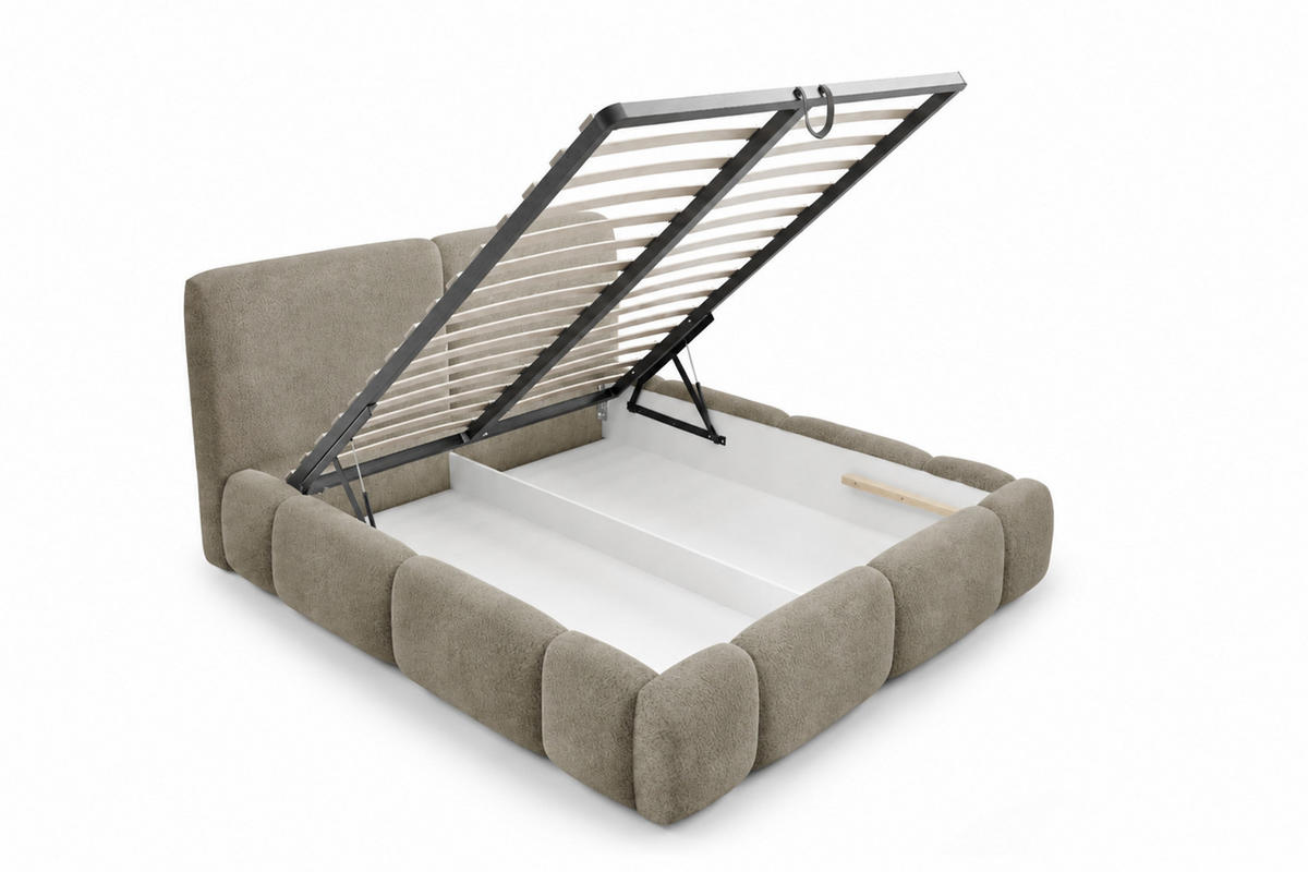 POLSTERBETT Mit Bettkasten, Bouclé-Stoff Coral, Taupe, 120x200 cm, ABIK - Taupe, Holz (120/200cm) - Kaiser Möbel