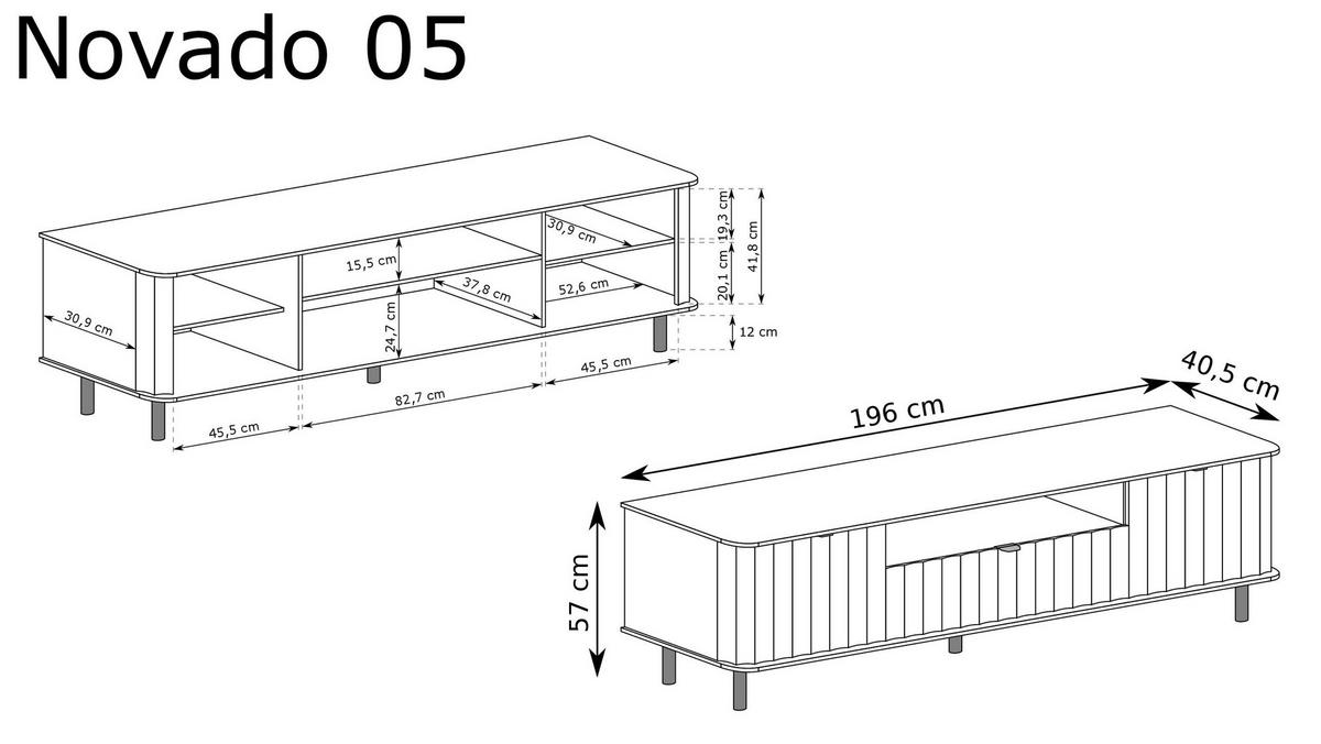 TV-LOWBOARD NOVADO-5 Alpinweiß - Weiß, Holzwerkstoff (196/57/40.5cm)