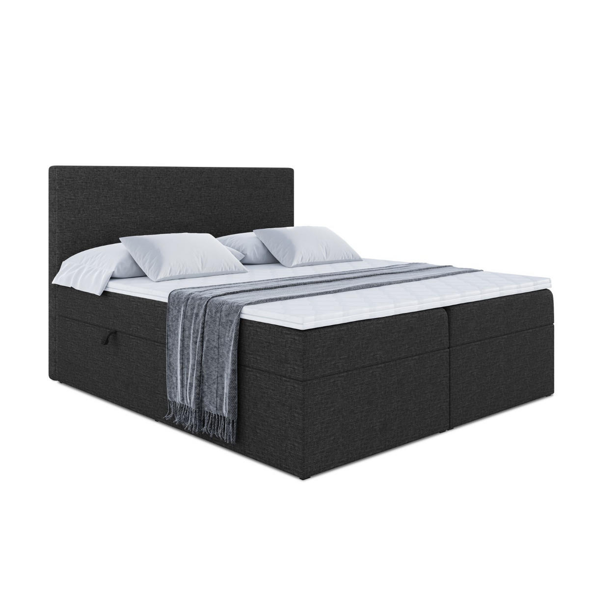 BOXBETT mit H4-Matratze und Lattenrost - LUKI - 180x200 Schwarz - Schwarz, Holzwerkstoff (180/200cm) - ALTDECOR