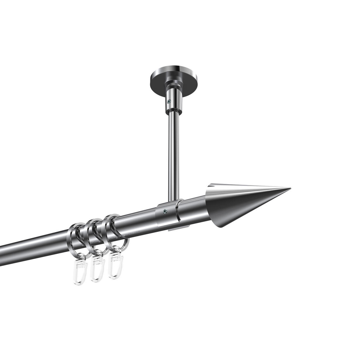 GARDINENSTANGEN-SET Sonette Savio 260 cm (geteilt in 2 x 130 cm), 1-läufig, 20 mm Ø Chrom - Chromfarben, Metall (260cm) - INTERDECO