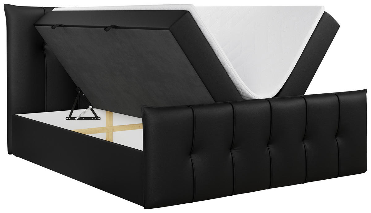 BOXBETT PREMIUM 11 180/200 Schwarz Kunstleder - H4 - Schwarz, Holz/Textil (180/200cm) - MKS