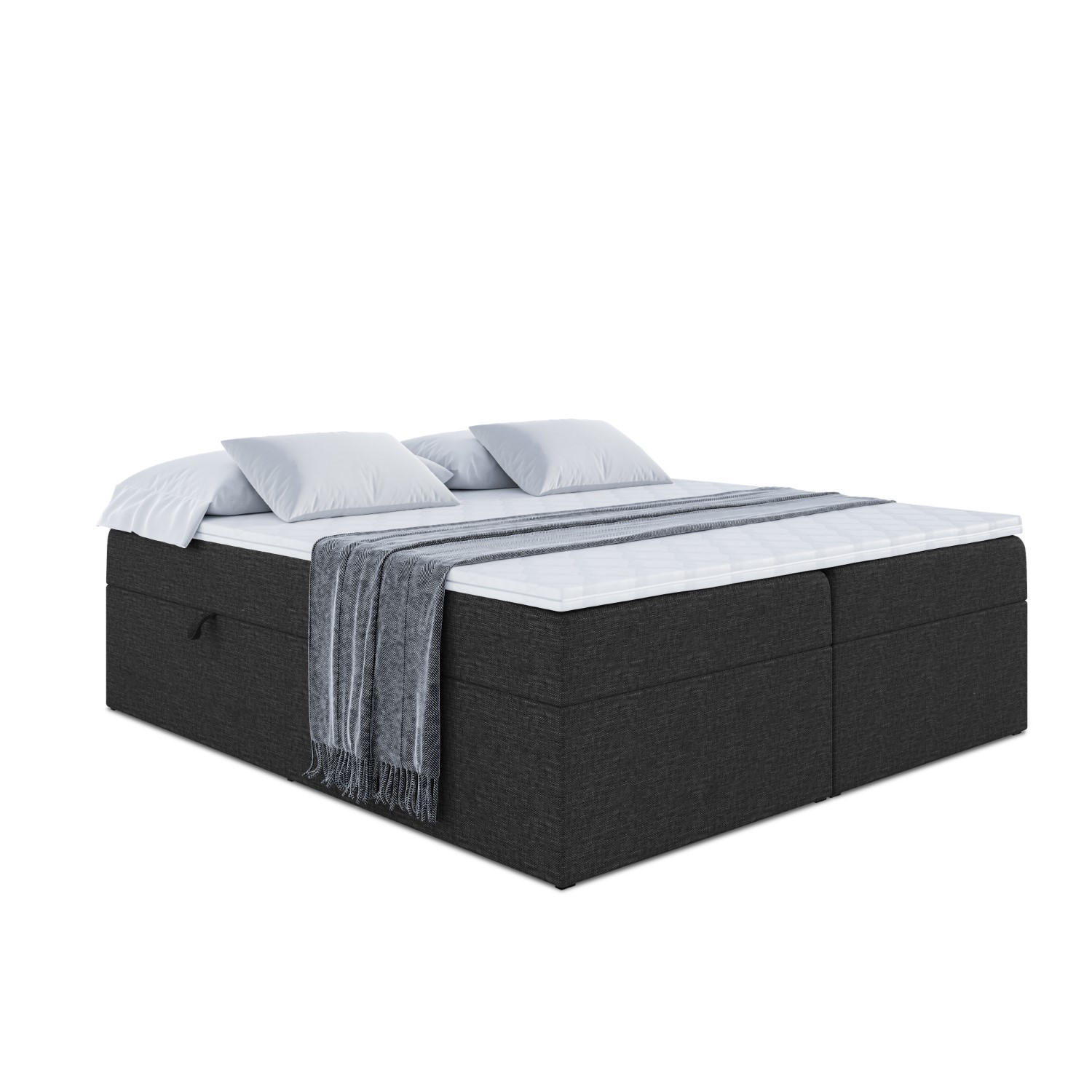 BOXBETT mit H4-Matratze und Lattenrost - MARCE BW - 140x200 Schwarz - Schwarz, Holzwerkstoff (140/200cm) - ALTDECOR