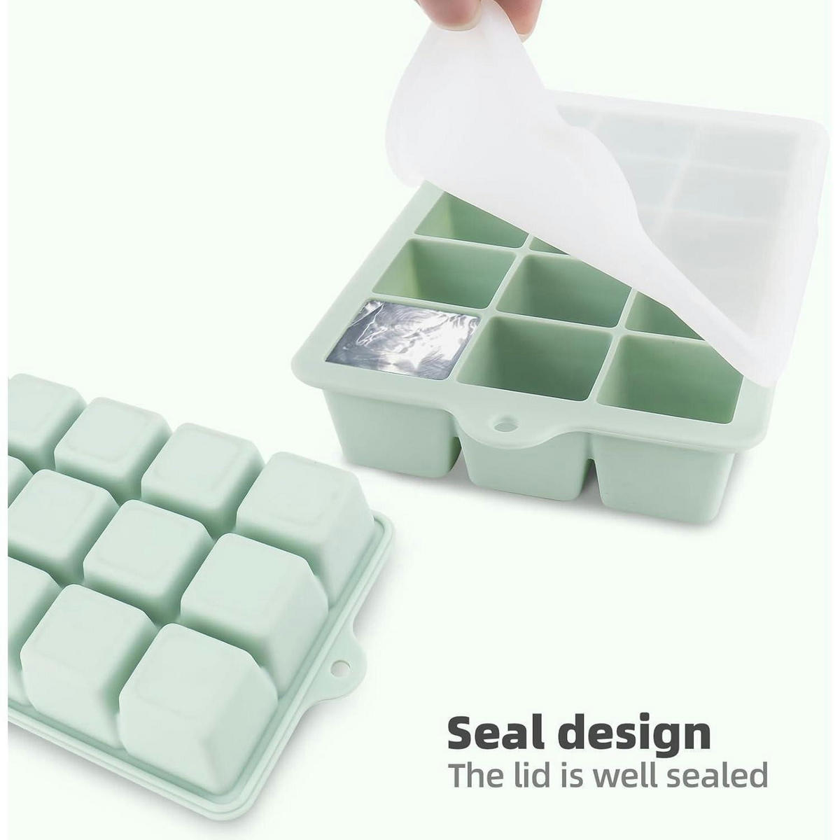 EISWÜRFELFORM 3er Set mit Deckel, Silikon, stapelbar, spülmaschinenfest - Multicolor, Kunststoff (12.5/3.3/16.5cm)