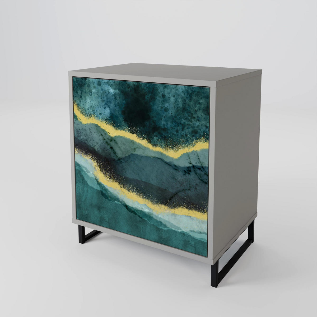 SIDEBOARD GOLDRUSH ODYSSEY, Grau, 57,5x42x57,5 cm, Ohne Füße - Multicolor/Grau, Holzwerkstoff (57.5/57.5/42cm) - SpaceRebels