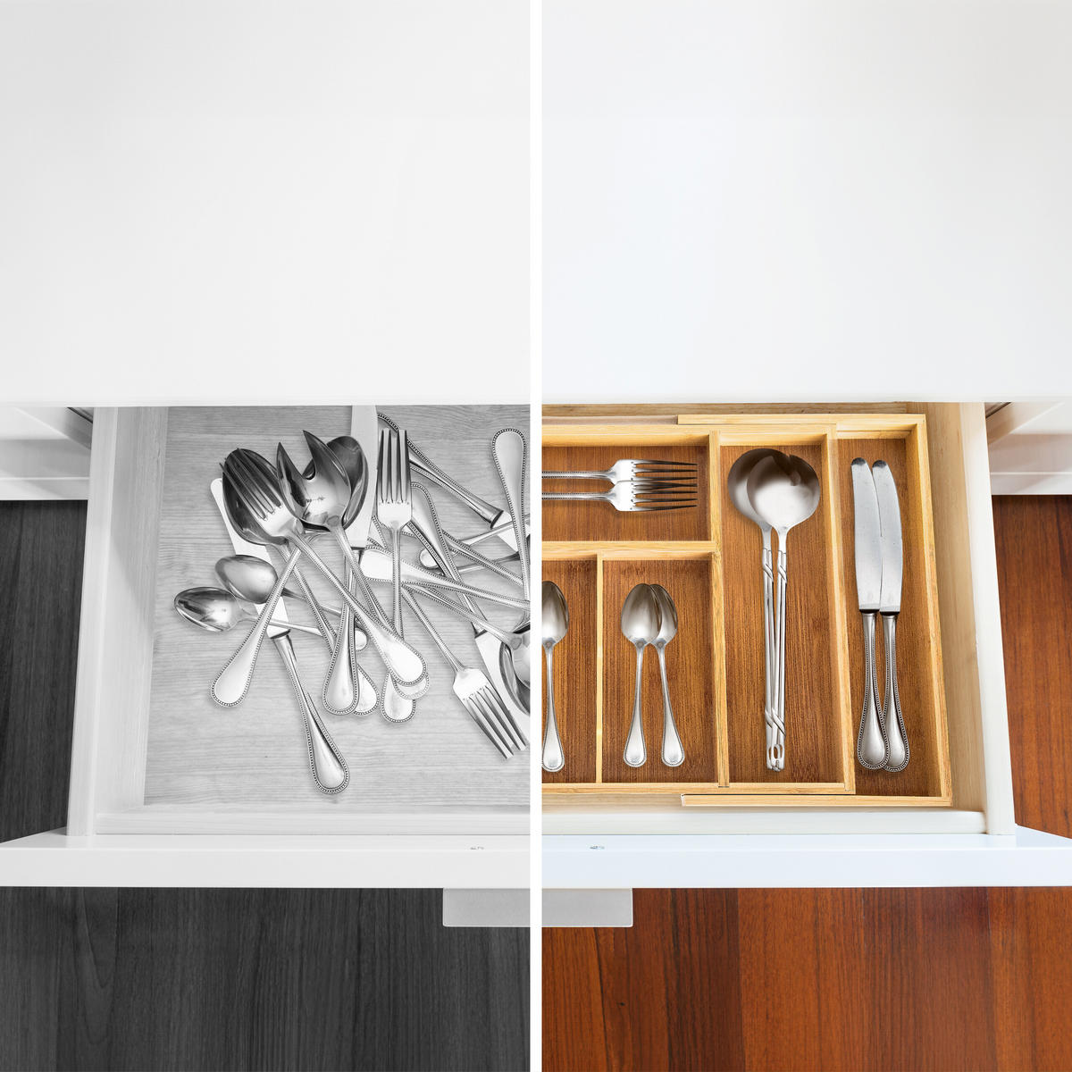 BESTECKKASTEN - Hellbraun, Holz (48.5/5/28cm) - Relaxdays