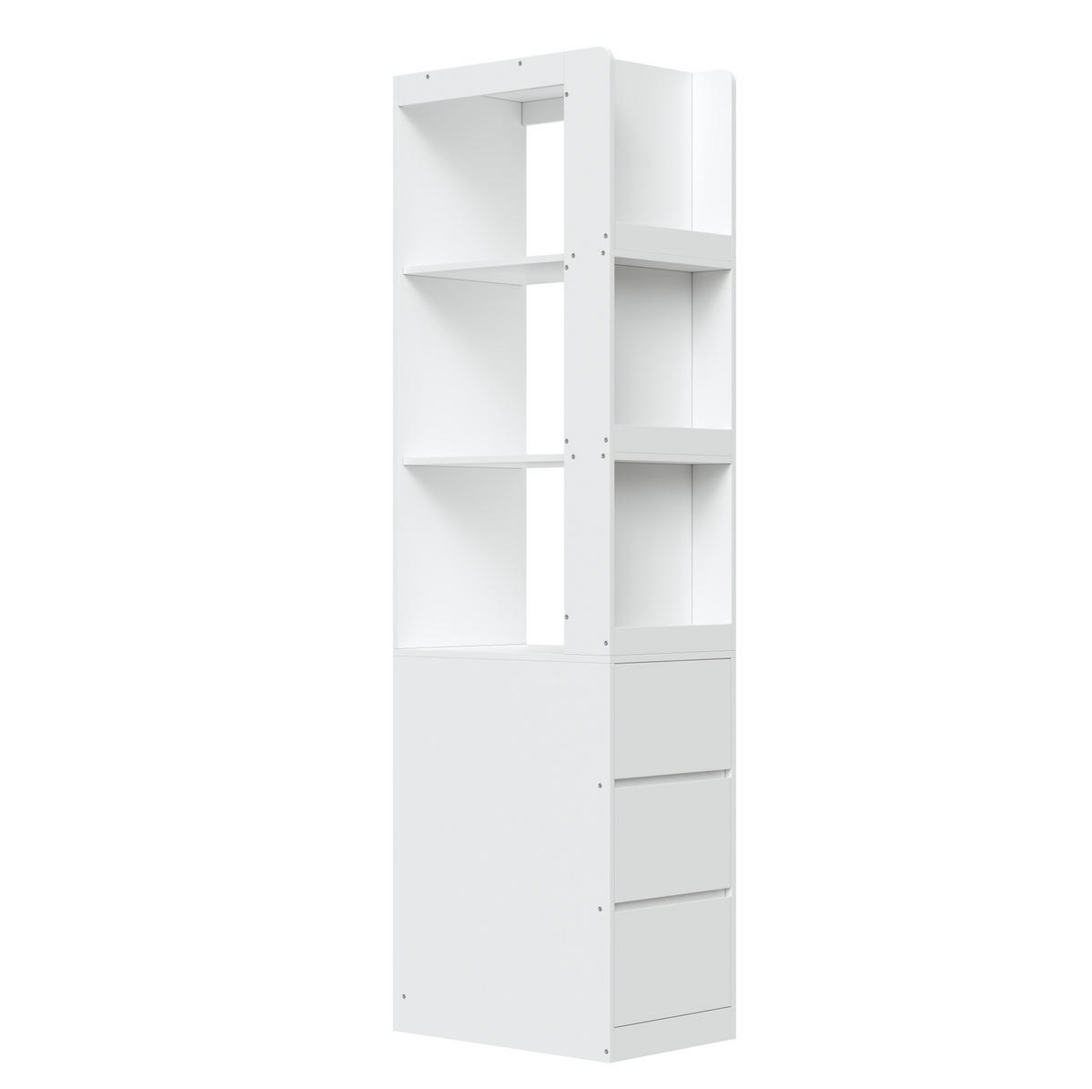 BÜCHERREGAL schmal mit 3 Schubladen 40 cm tief, 200 cm hoch Weiß - Weiß, Holzwerkstoff (40/200/60cm) - Beauniv