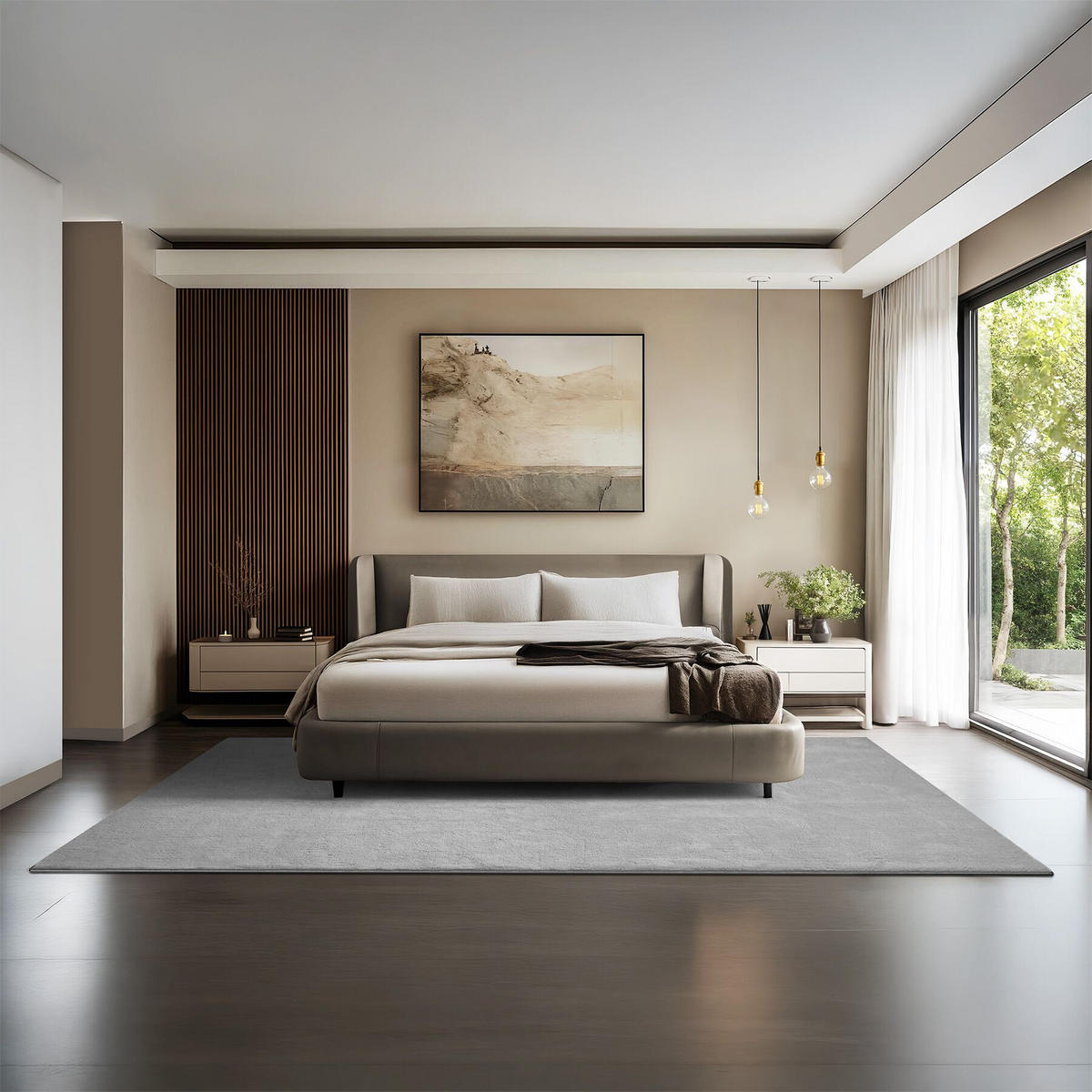 KURZFLORTEPPICH Soft Zone,rutschfeste Unterseite,grau - Grau, Kunststoff (290/200cm) - tectake