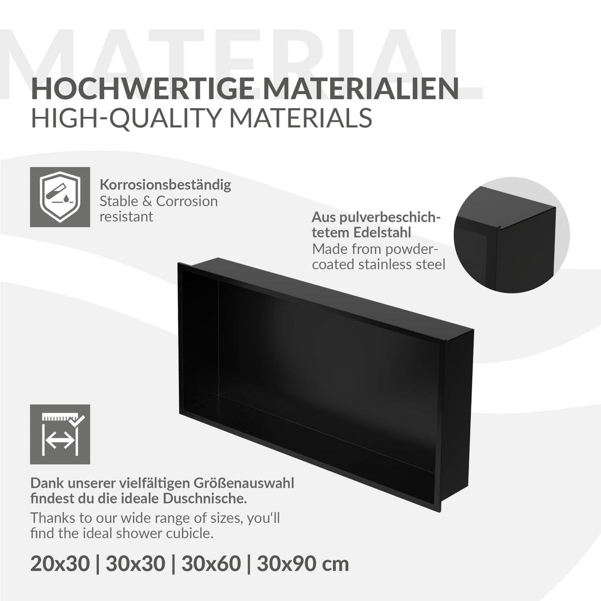 DUSCHNISCHE Schwarz 60/30 cm - Schwarz, Metall (60/30/10cm) - LuxeBath