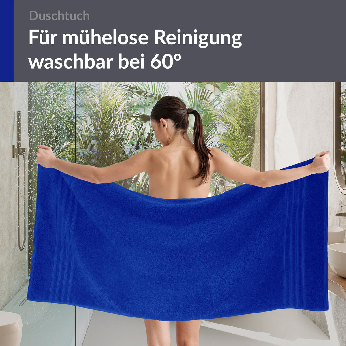 DUSCHTUCH London Azur Blau 2er Set 70x140 - Blau, Textil (70/140cm) - Lashuma
