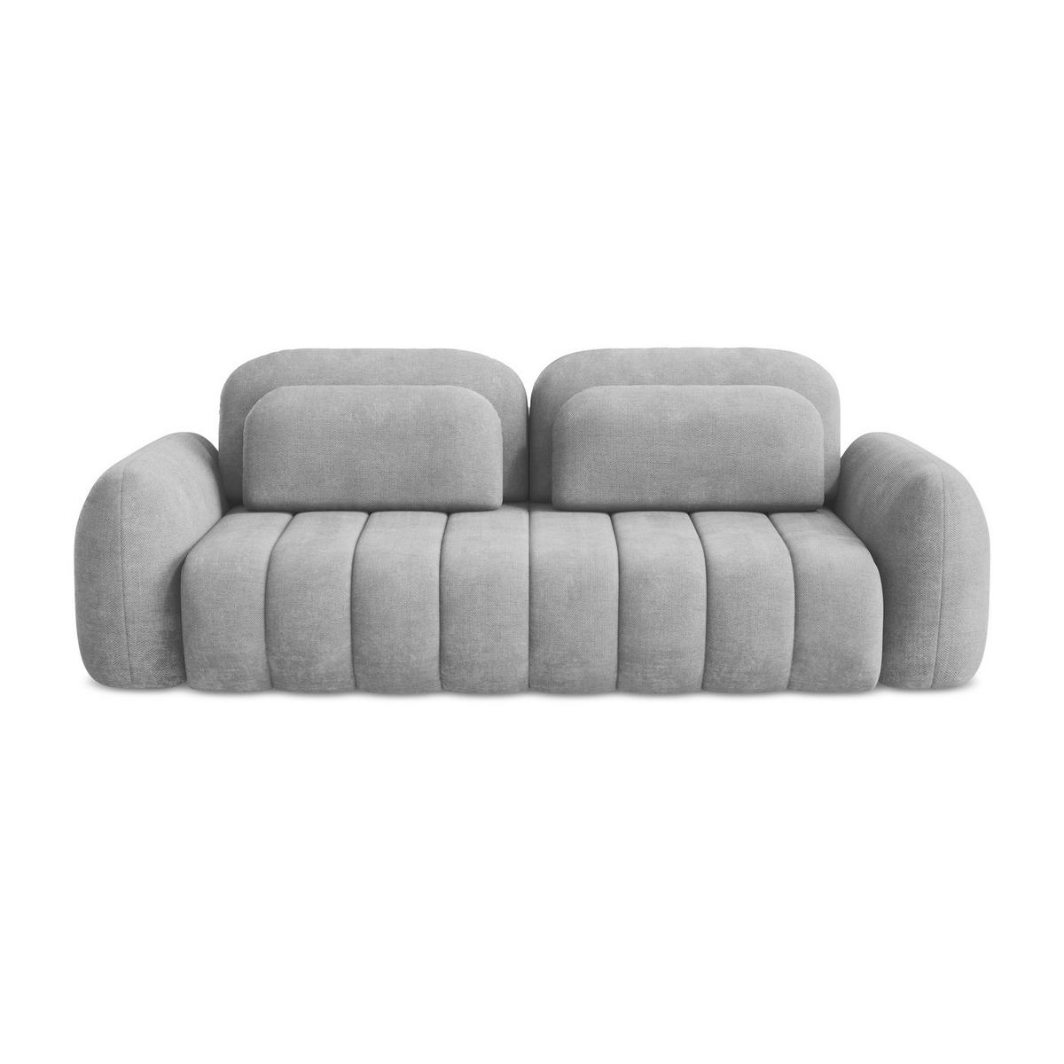 3-SITZER SOFA mit Schlaffunktion Chenille Stoff Grau - Hellgrau/Schwarz, Holzwerkstoff/Kunststoff (266/95/121cm) - LaMiaSofa