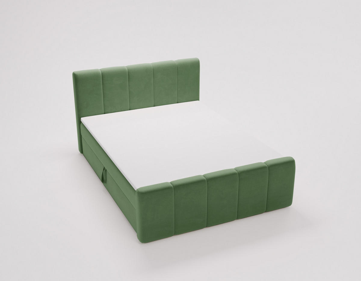 BOXBETT Berg Mit Matratze, Stoff Komodo Grün 180x200 cm - Grün, Holz (180/200cm) - Kaiser Möbel