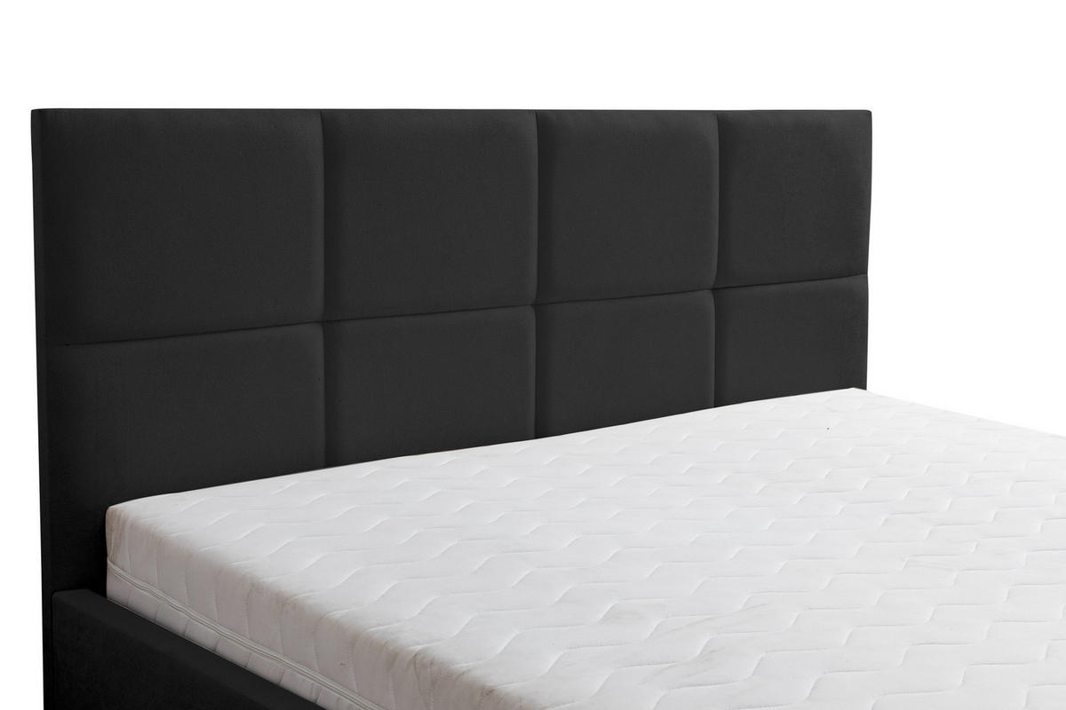 POLSTERBETT BETTY mit Kopfteil, 160 x200 cm, Doppelbett mit Bettkasten und Lattenrost aus Velourstoff, Velourstoff, Frabe: Schwarz - Schwarz, Holz/Kunststoff (160/200cm) - VENASI MÖBEL