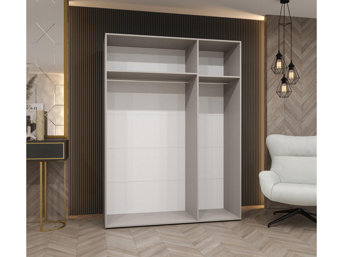 DREHTÜRENSCHRANK Mila I 150 - Kaschmir/Schwarz, Holzwerkstoff/Kunststoff (150/202/52cm) - MIRJAN24