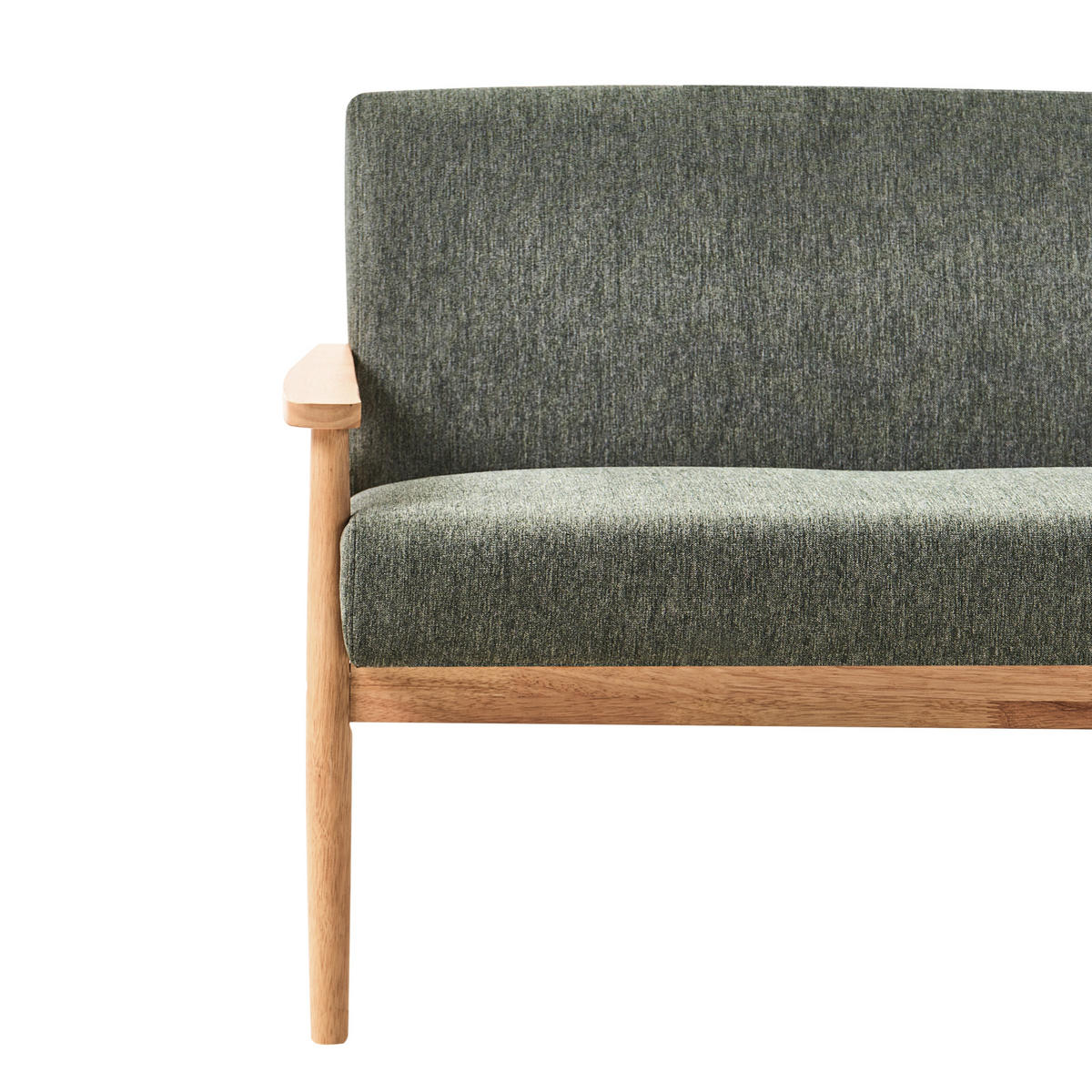 SOFA 3-Sitzer Hellbraun/Grün Esrum - Hellbraun/Grün, Holz/Textil (151/79/72cm) - Beliani
