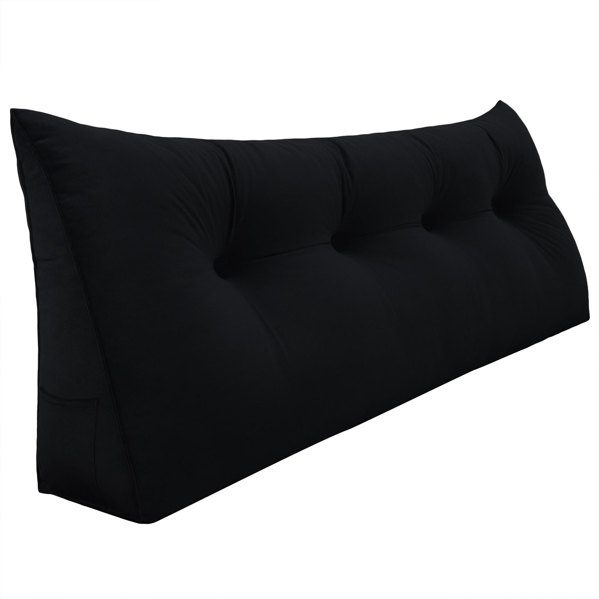RÜCKENKISSEN für Bett Samt Schwarz 140 cm - Schwarz, Textil (50/140cm) - Vercart