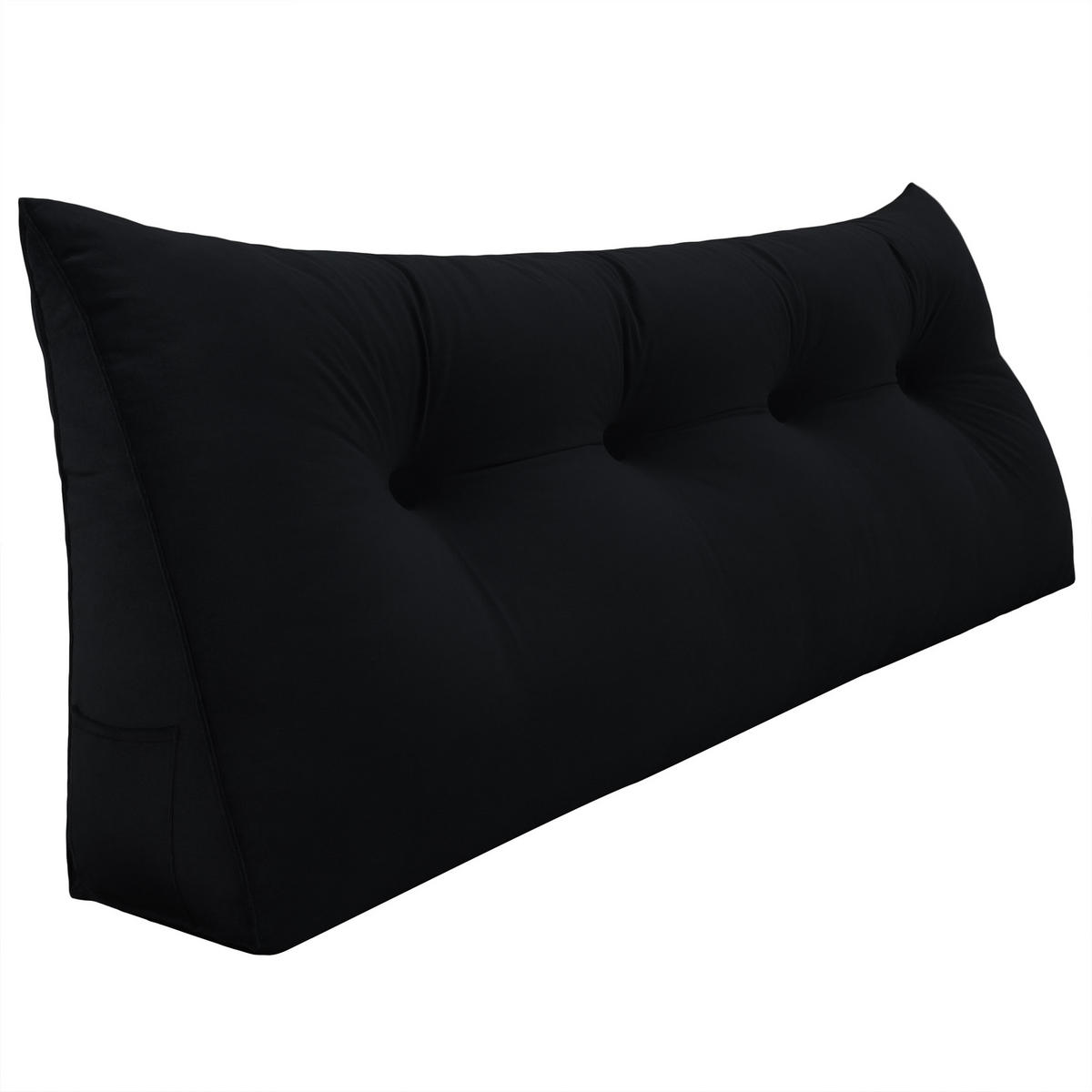 RÜCKENKISSEN für Bett Samt Schwarz 140 cm - Schwarz, Textil (50/140cm) - Vercart