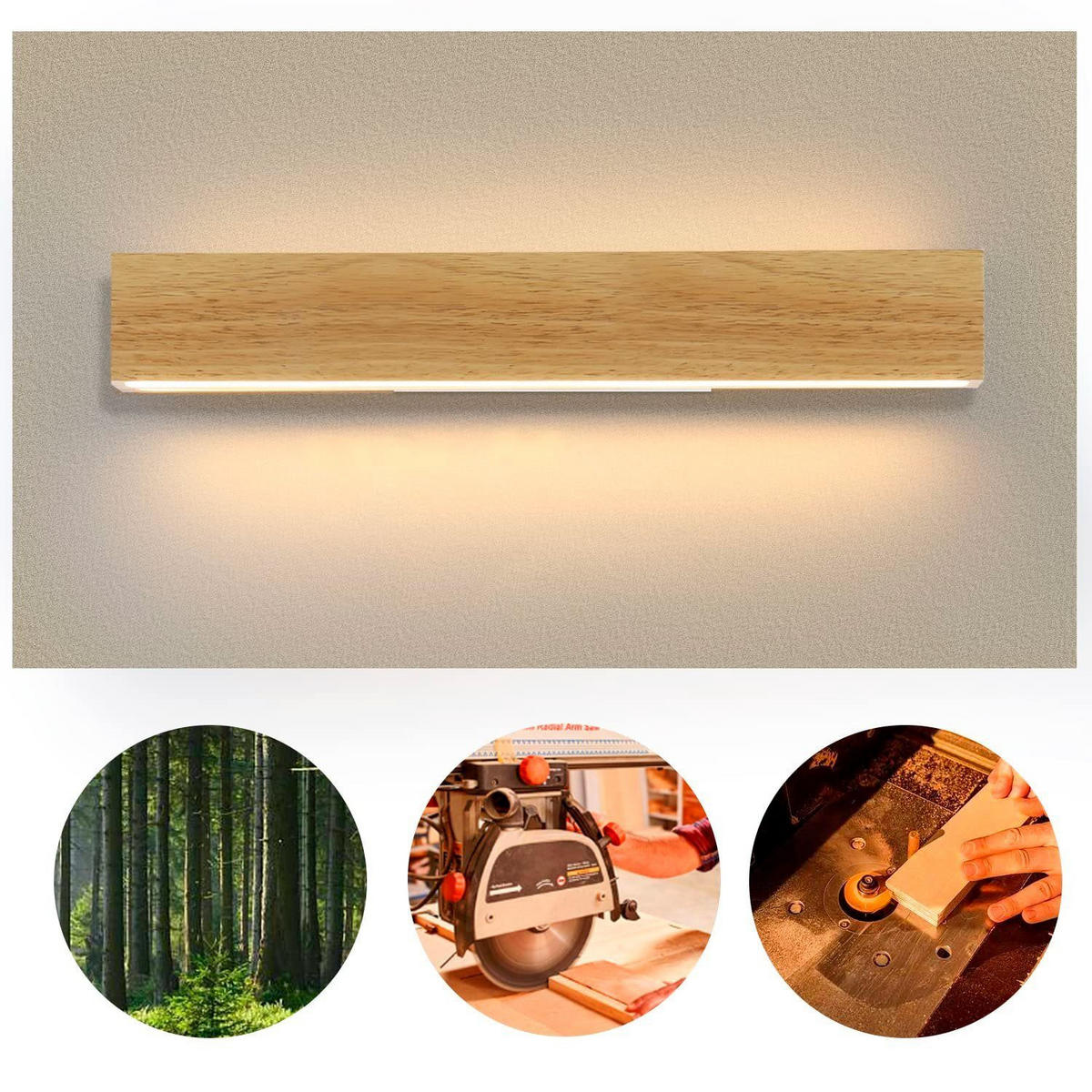 LED-WANDLEUCHTE Radiosity 52/8/6.5 cm - Braun, Holz (8/6.5/52cm) - ZMH