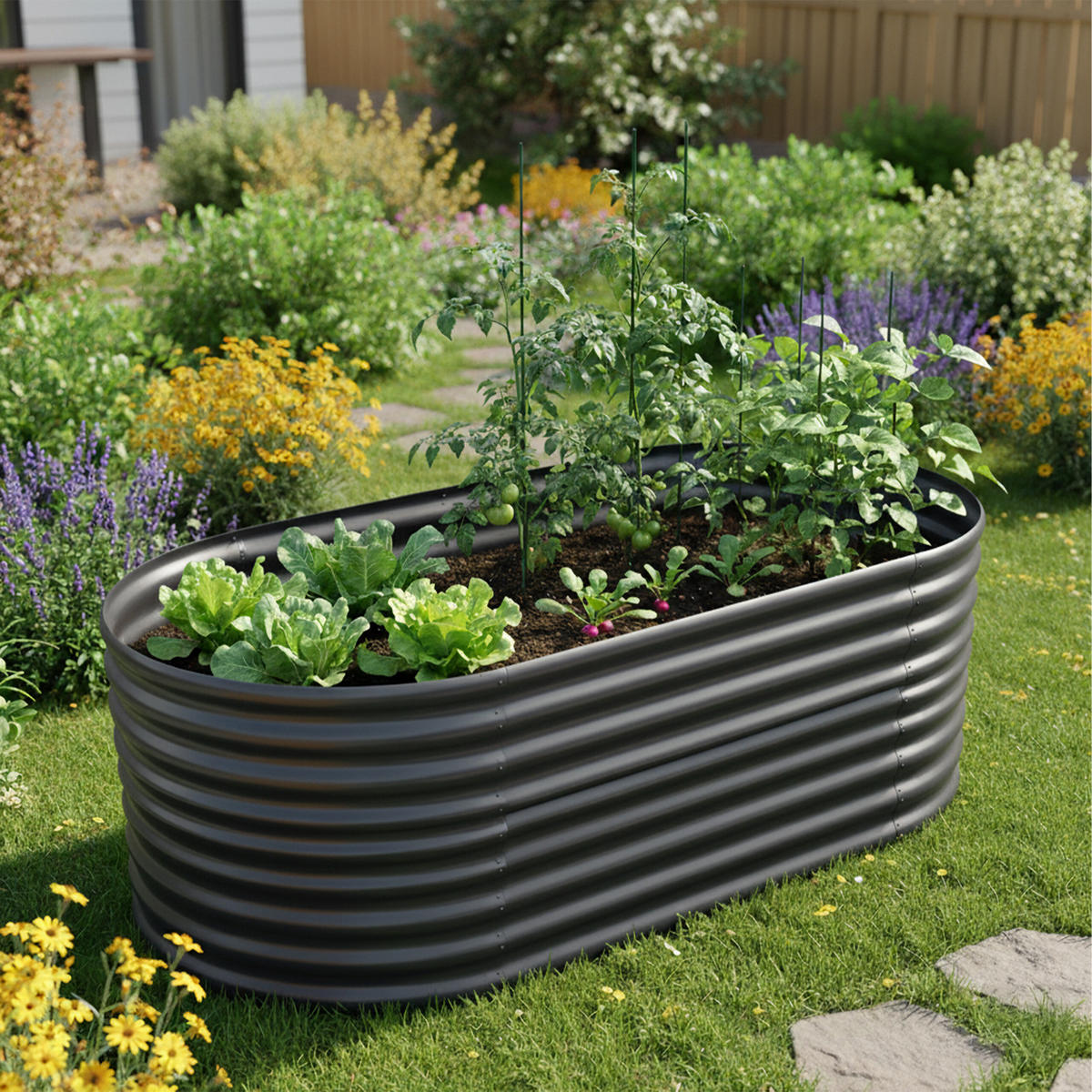 HOCHBEET - Anthrazit, Metall (80/160/80cm) - Relaxdays