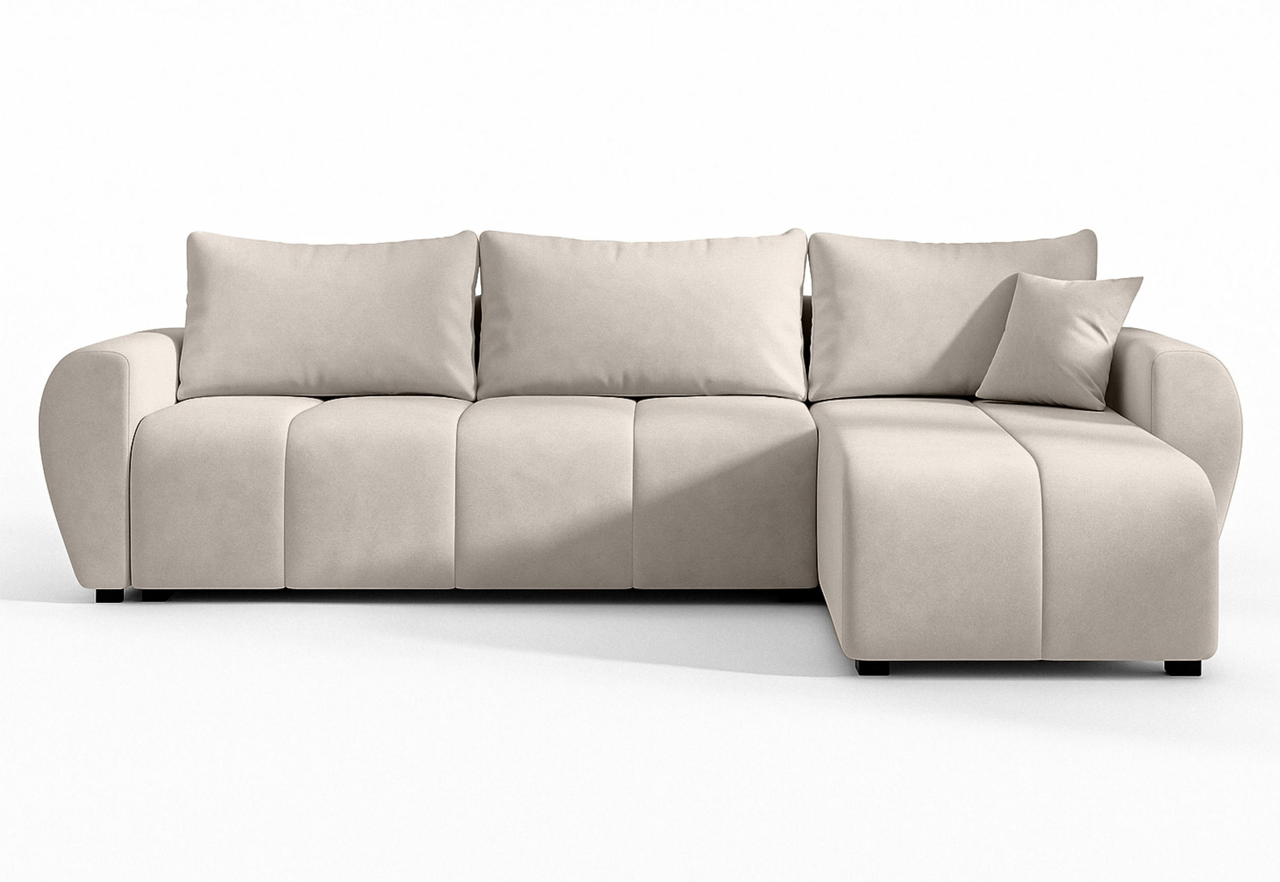 ECKSOFA L Form Malatya Beige 246/145/82 cm stilvolle mit Schlaffunktion R - Beige/Schwarz, Kunststoff/Textil (246/145cm) - AX Living