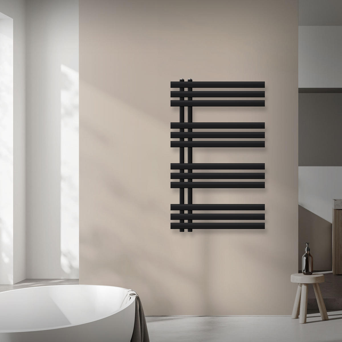 BADHEIZKÖRPER Iron EM 600x1000 Schwarz - Schwarz, Metall (60/100/3cm) - LuxeBath