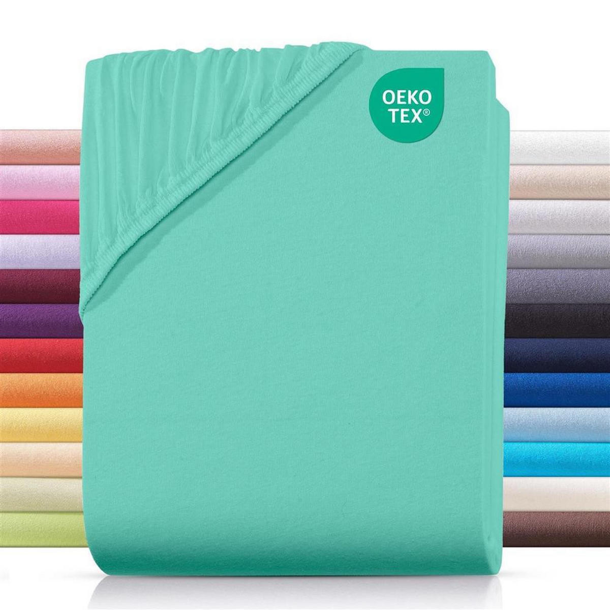 JERSEY-SPANNBETTLAKEN 90x200 cm aus 100% Baumwolle, Bettlaken Mint Uni - Mintgrün, Textil (90/200cm) - Carpe Sonno