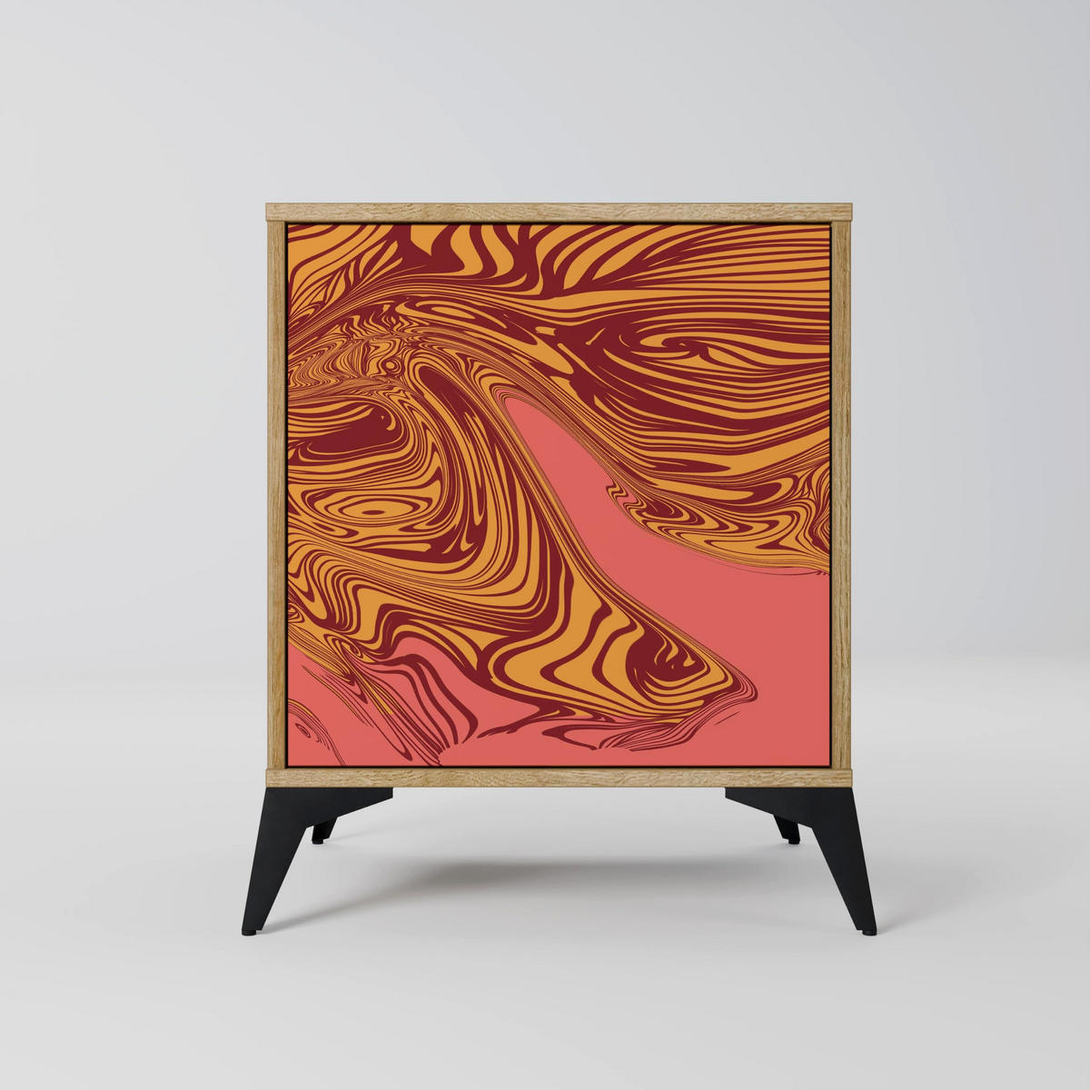 SIDEBOARD FLOATING THOUGHTS, Eichefarben, 57,5x42x75,5 cm, Goldfarbene Metallfüße - Eichefarben/Goldfarben, Holzwerkstoff/Metall (57.5/75.5/42cm) - SpaceRebels