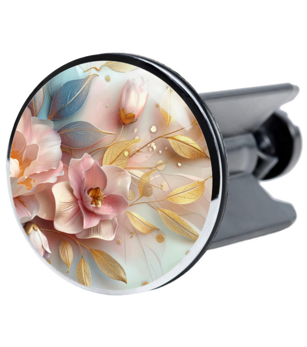 WASCHBECKENSTÖPSEL Florentia - Hellrosa/Goldfarben, Kunststoff/Metall (4/7/7cm) - Sanilo