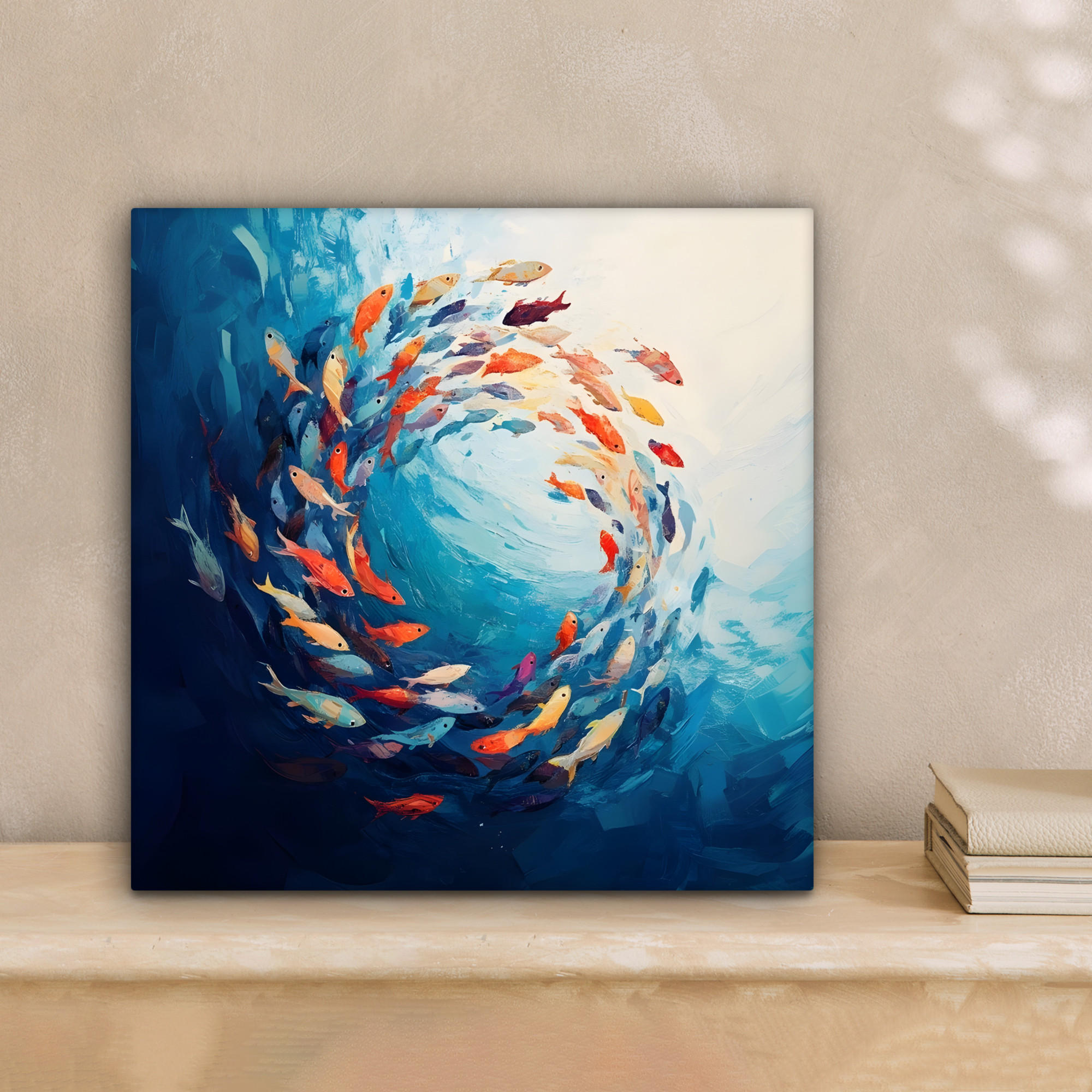 LEINWANDBILD Meer - Fische - Bunt - Dynamisch 20x20 cm - Hellblau, Textil (20/20cm) - MuchoWow